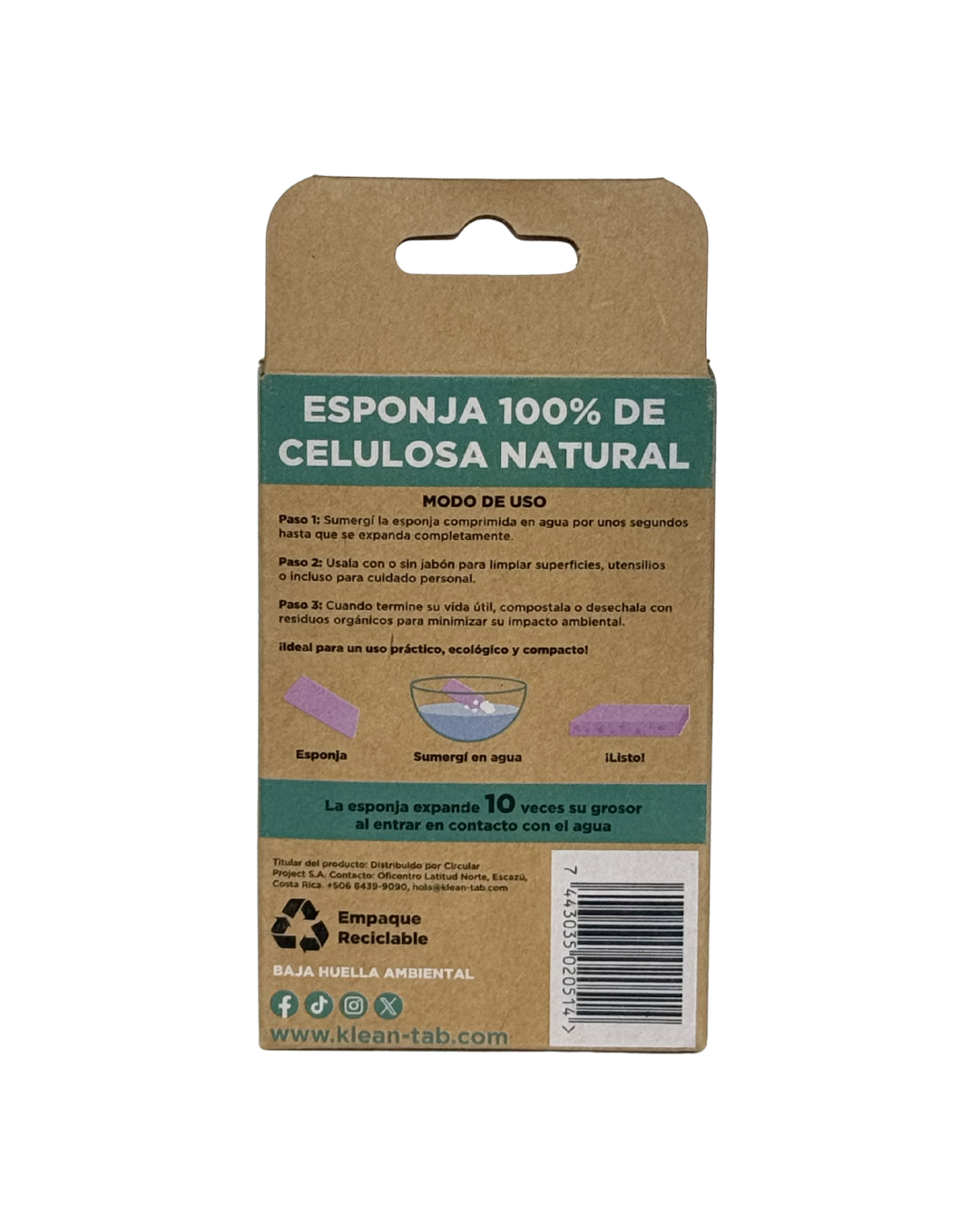 Esponja Comprimida de Celulosa Biodegradable - 3 unidades