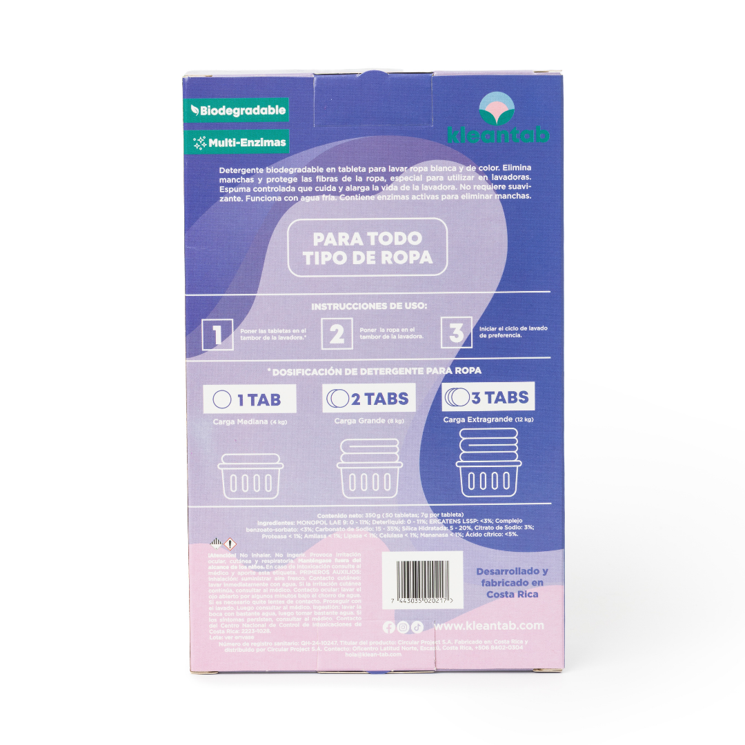 DETERGENTE PARA ROPA EN TABLETA MULTICOLOR - RINDE 50 LAVADAS