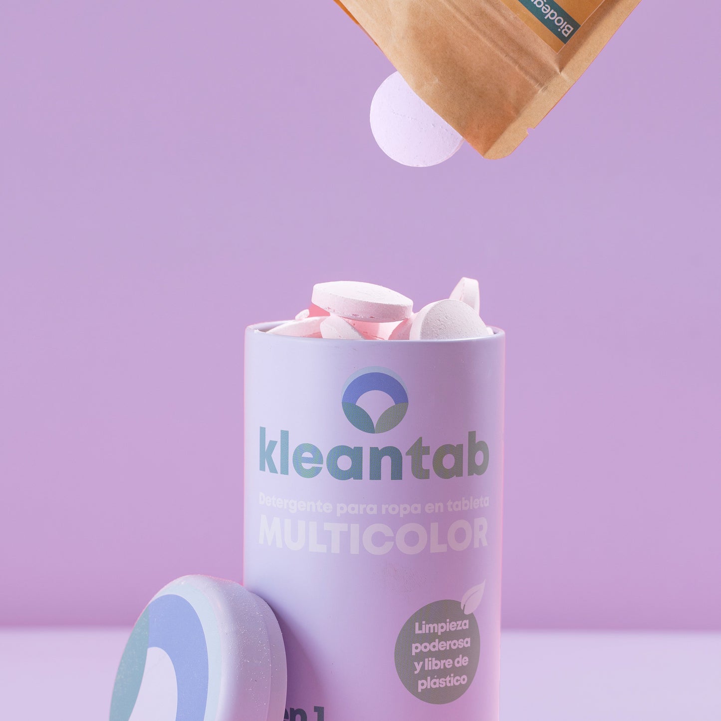 Detergente para Ropa en Tableta Multicolor - 100 tabletas - Incluye Kleancan Reutilizable
