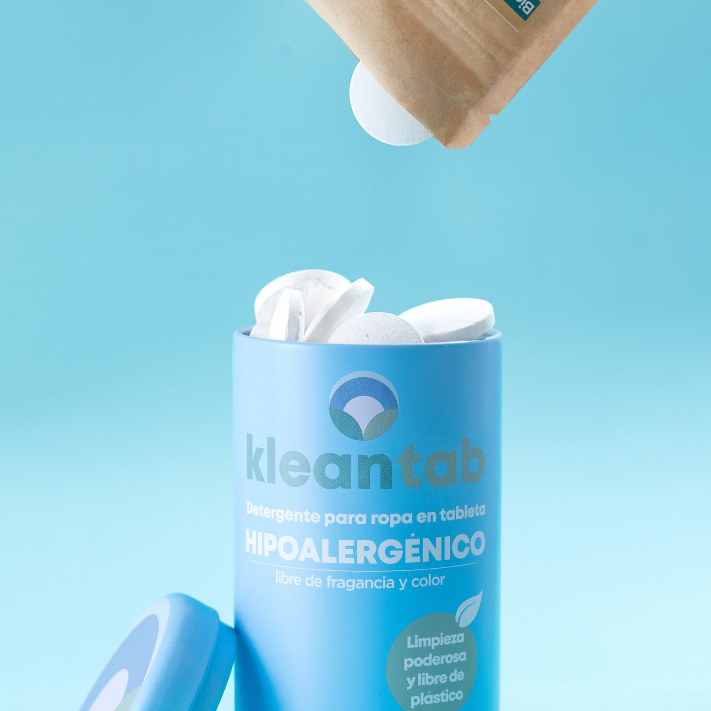 Detergente para Ropa en Tableta Hipoalergénico - 100 tabletas - Incluye Kleancan reutilizable
