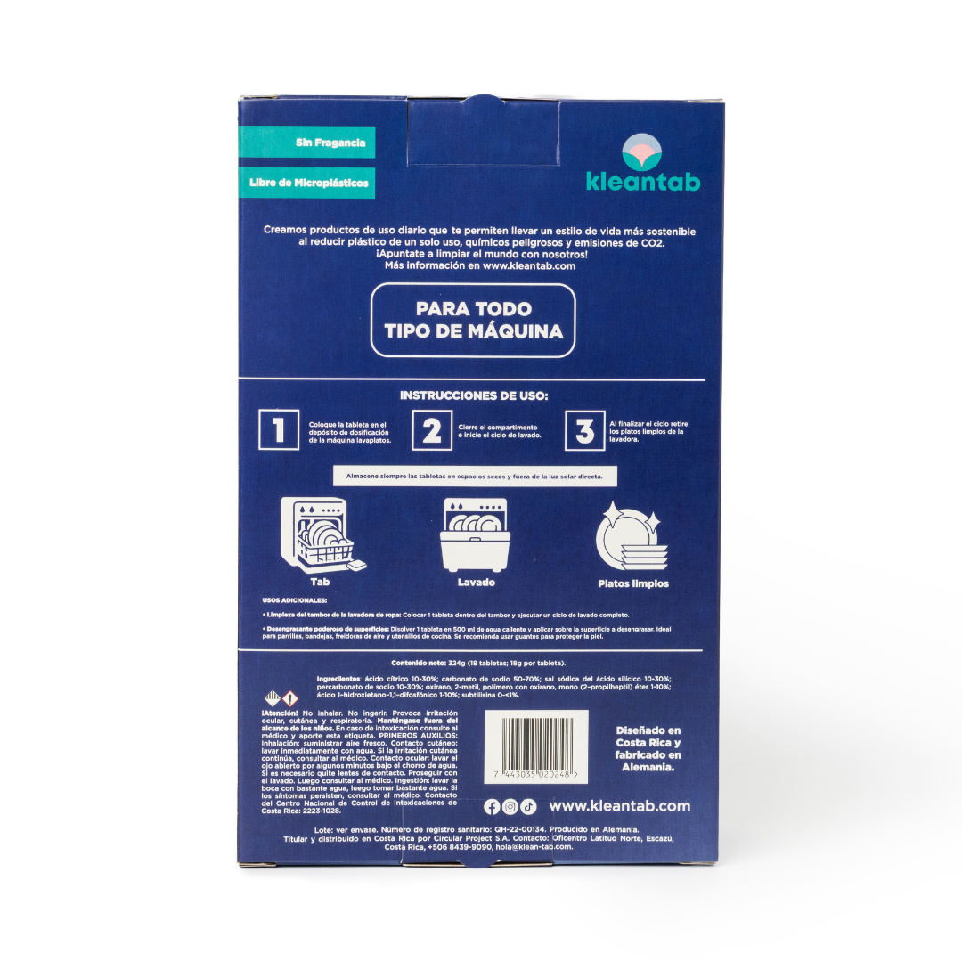 DETERGENTE PARA MÁQUINA LAVAPLATOS - 18 TABLETAS- RINDE 18 LAVADAS