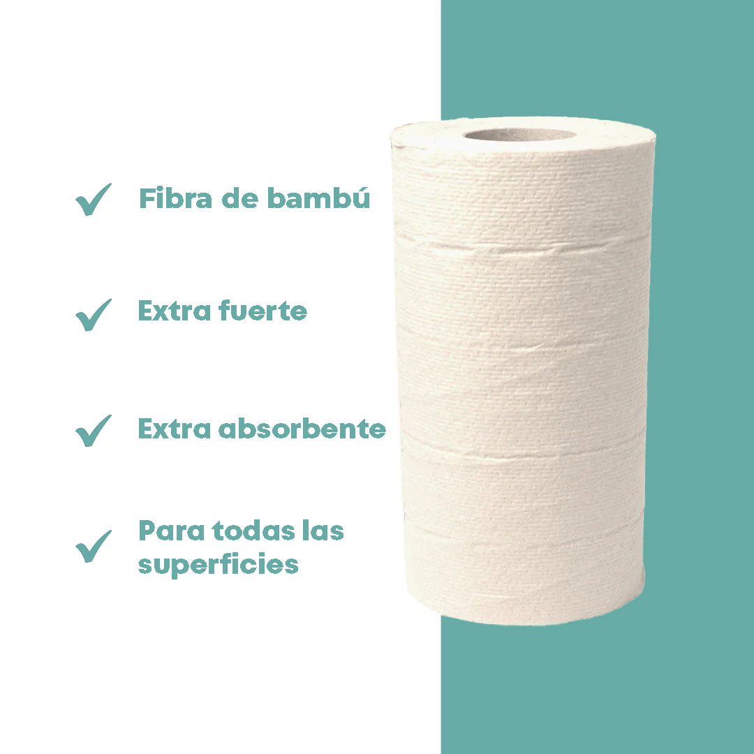 TOALLA DE COCINA DE FIBRA DE BAMBÚ - 2 ROLLOS