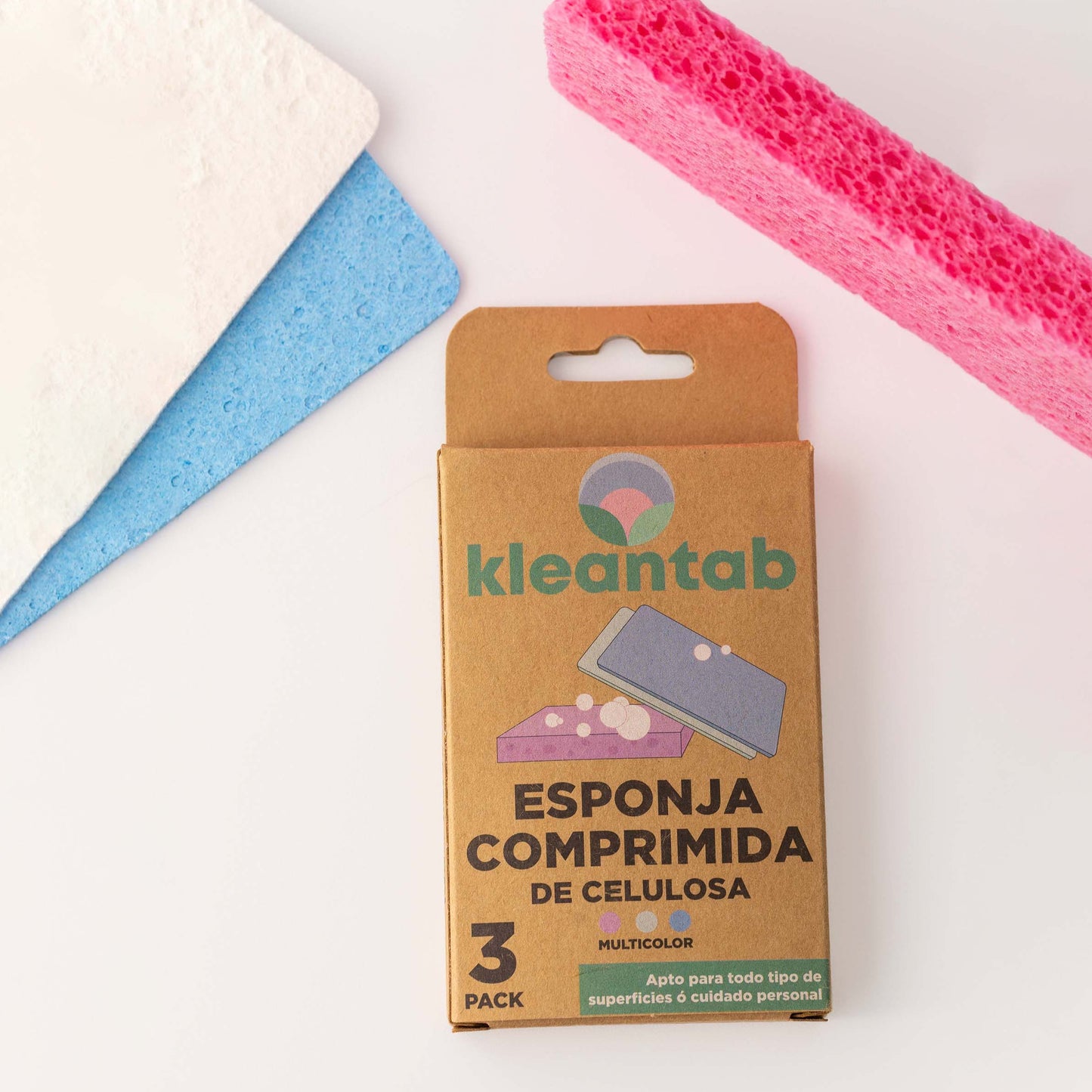 Esponja Comprimida de Celulosa - 3 unidades