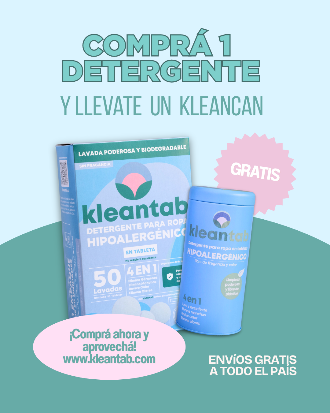 Detergente para Ropa en Tableta Hipoalergénico - 50 tabletas