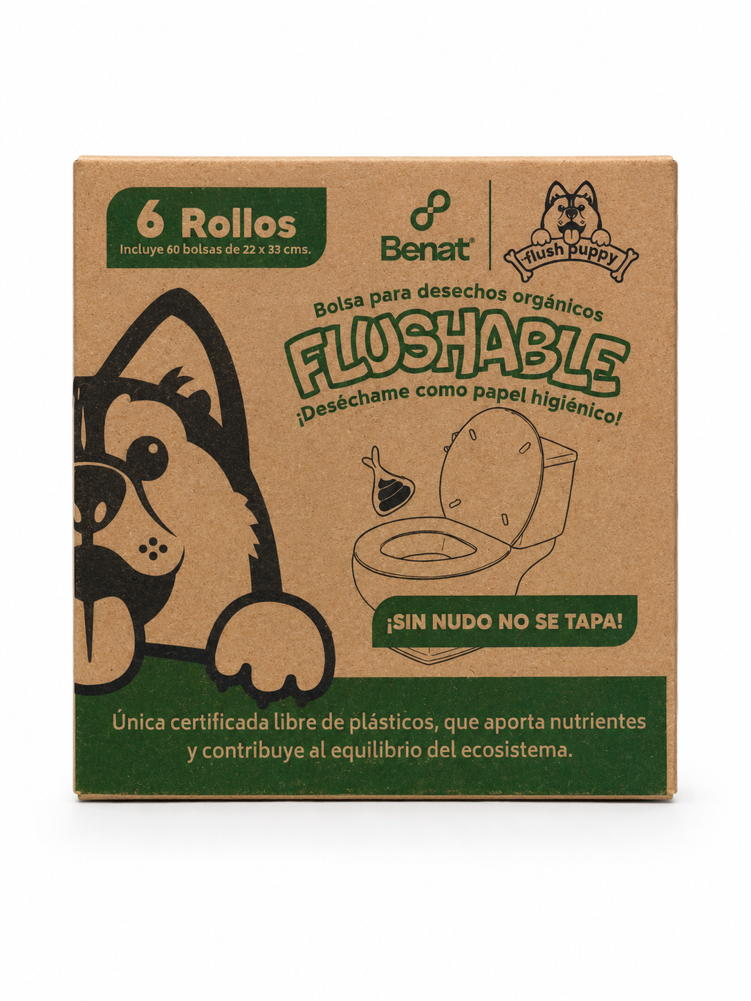 BOLSA PARA DESHECHOS ORGÁNICOS FLUSHABLE - 6 ROLLOS