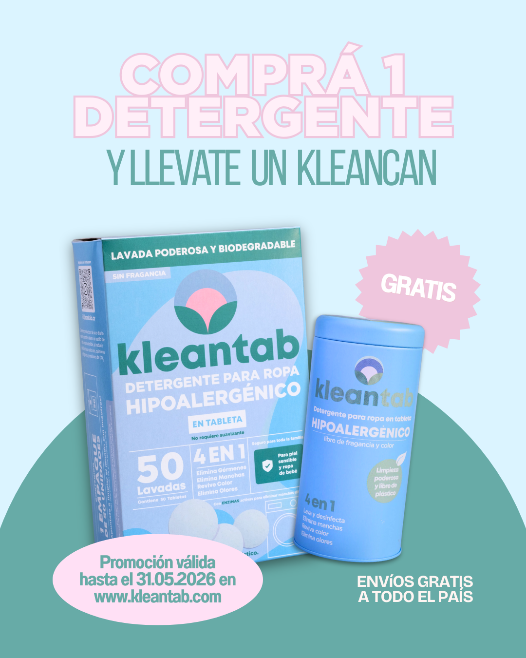 Detergente para Ropa en Tableta Hipoalergénico - 50 tabletas