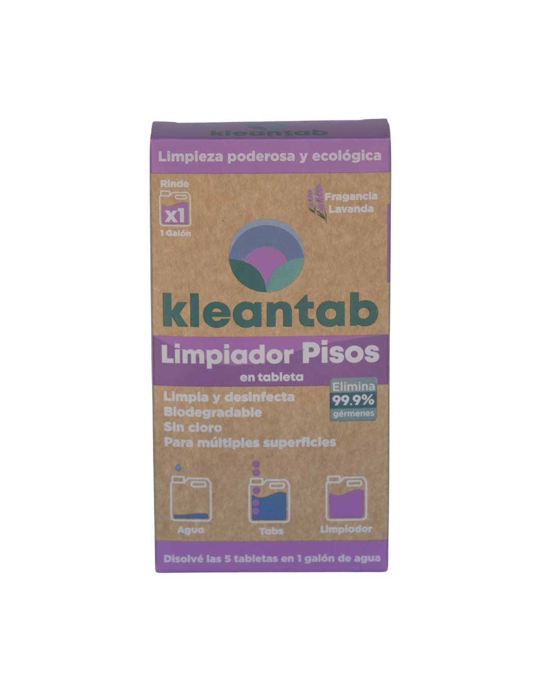 Limpiador Desinfectante para Pisos 5 Tabletas Fragancia Lavanda - Refill Rinde 1 galón