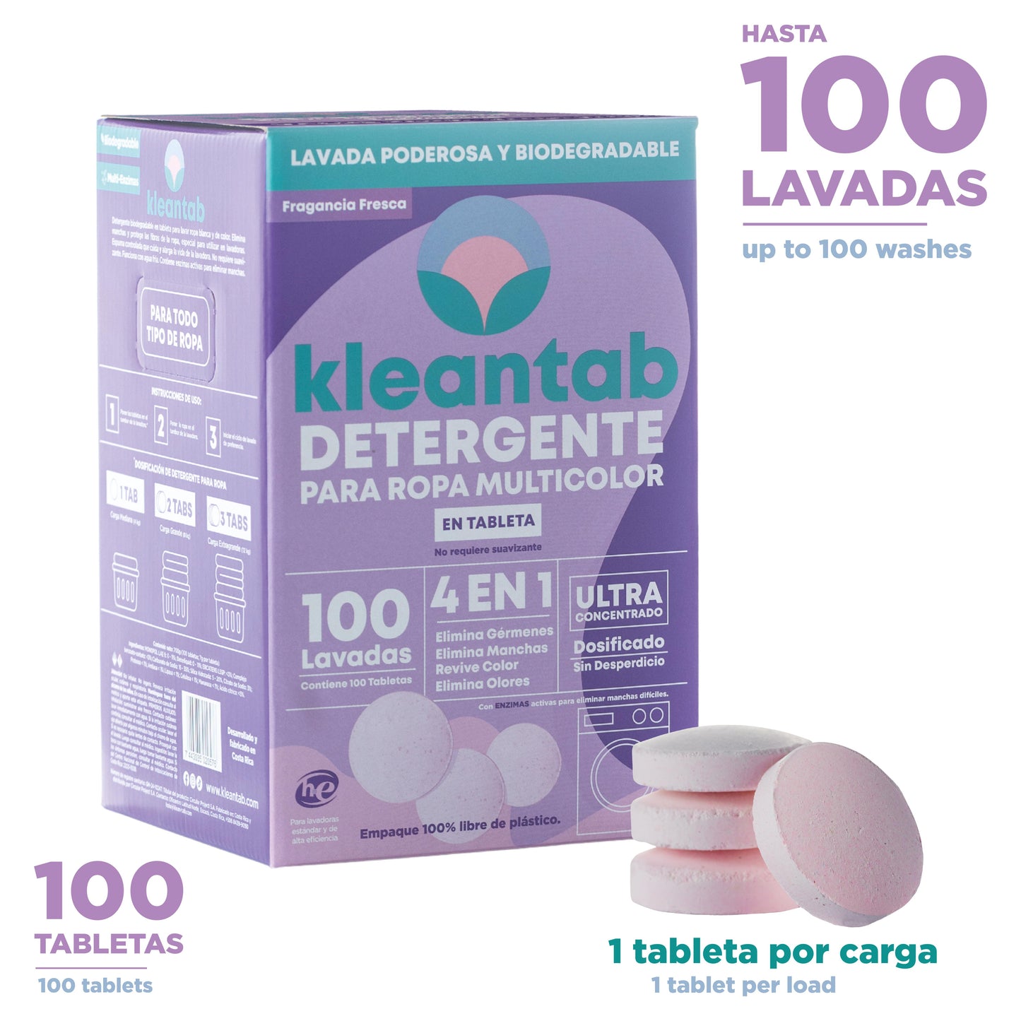 Detergente para Ropa en Tableta Multicolor - 100 tabletas