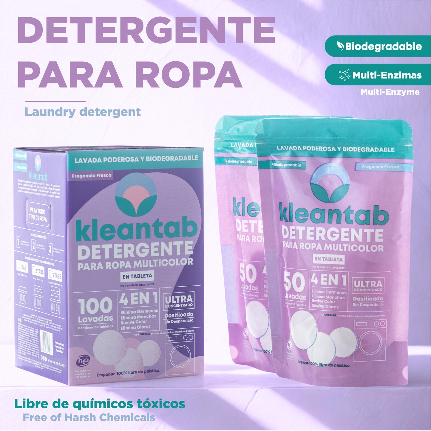 Detergente para Ropa en Tableta Multicolor - 100 tabletas