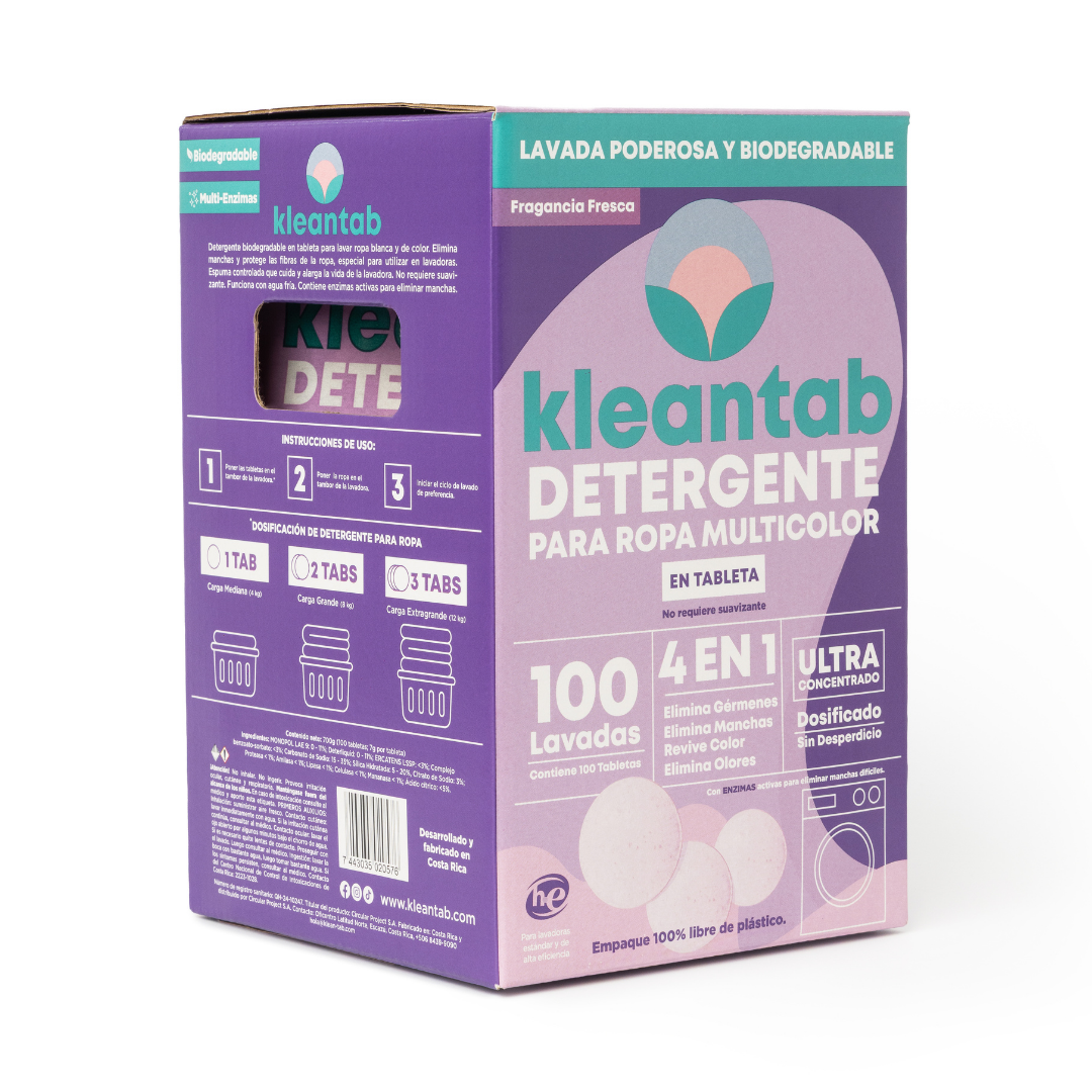 DETERGENTE PARA ROPA EN TABLETA MULTICOLOR - RINDE 100 LAVADAS