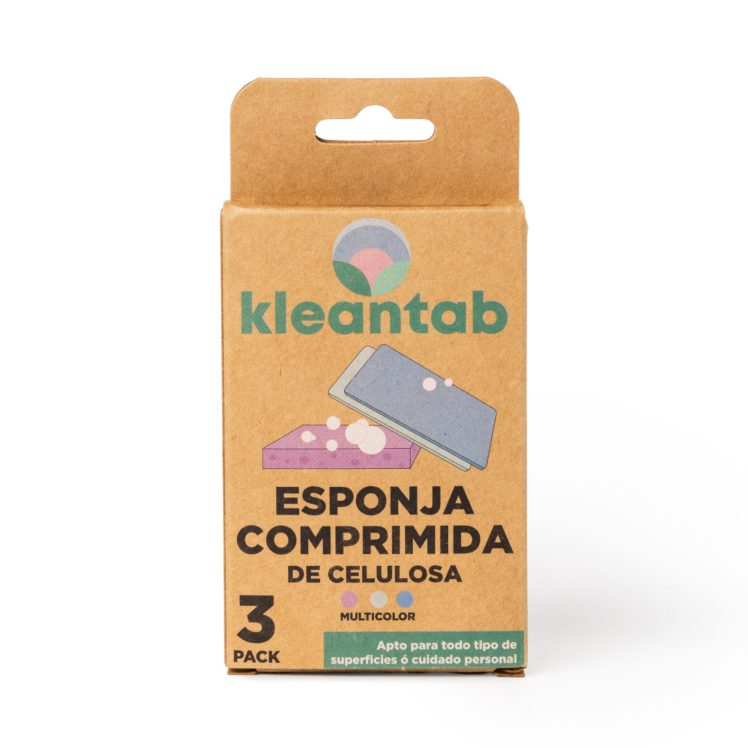 ESPONJA COMPRIMIDA DE CELULOSA BIODEGRADABLE - 3 UNIDADES