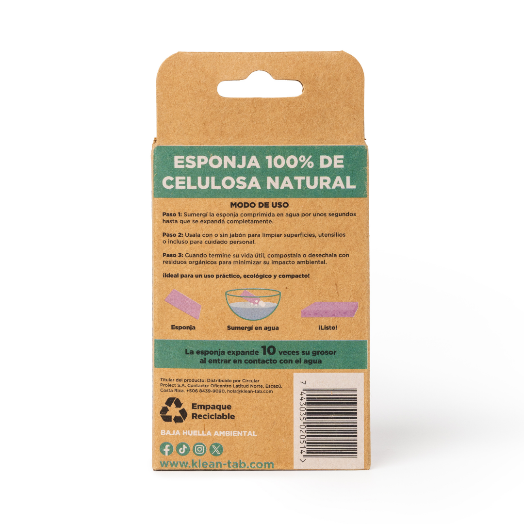 ESPONJA COMPRIMIDA DE CELULOSA BIODEGRADABLE - 3 UNIDADES