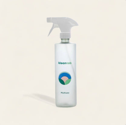Botella de 500ml 100% reciclada para Kleantab Limpiador Multiuso, Cocina, Baño, Vidrio